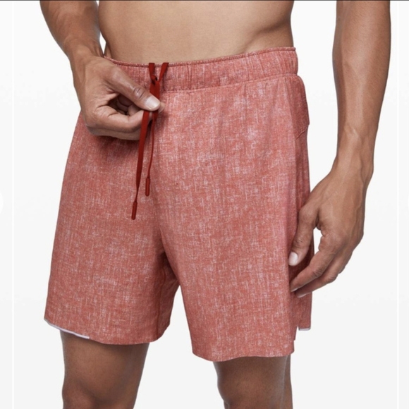 Lululemon Surge Linerless Sunbleached Cayenne Red Shorts 6" Mens Size Medium - Picture 1 of 16